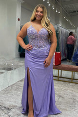 Dreamyannie Lilac Prom Dress Memriad Long Appliqued Formal Dress With Slit