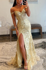 Dreamyannie Mermaid Red Prom Dress Long Appliqued Formal Dress With Slit