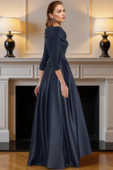 Dreamyannie Navy V Neck A Line High Low Mother Of The Bride Dress With Pockets