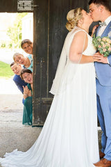 Dreamyannie Plus Size Beach Wedding Dress V Neck Organza Sleeveless A Line Bridal Gown