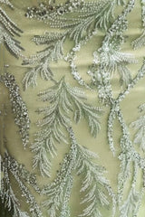 Dreamyannie Sage Prom Dress V Neck Mermaid Lace Beading Formal Dress