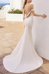 Elastic Satin Wedding Dress: Trumpet/Mermaid Style Sweetheart Neckline Sleeveless