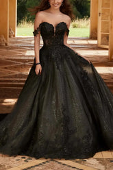 Elegant A Line Off the Shoulder Chapel Train Satin Tulle Wedding Dress with Lace