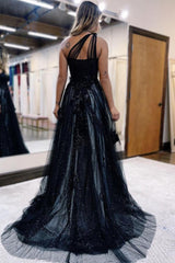 Elegant Black Evening Dress with Sheer Straps Beading and Slit