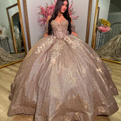 Elegant & Glitter Ball Gown Sweetheart Neck Off Shoulder Sweep Train Tulle Cocktail Party Gown Quinceanera Dress Princess For Sweet 16