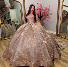 Elegant & Glitter Ball Gown Sweetheart Neck Off Shoulder Sweep Train Tulle Cocktail Party Gown Quinceanera Dress Princess For Sweet 16