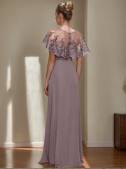 Elegant Jewel Neck Sheath Column Dresses for Mother of the Bride & Groom with Appliques Belt and Beadings