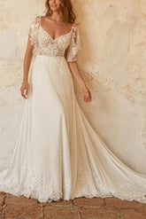 Elegant Lace/Tulle Wedding Dress With Removable Sleeves