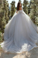 Elegant Lace/Tulle Wedding Dress with Off The Shoulder Long Sleeves