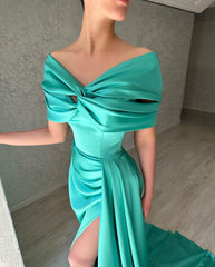 Elegant Long Off The Shoulder Prom Dress Long Slit