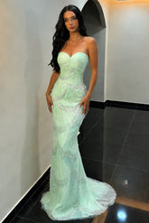 Elegant Mint Green Sweetheart Mermaid Prom Dress With Beaded Formal Evening Gown