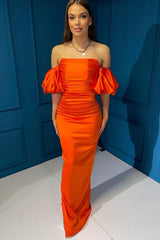 Elegant Off The Shoulder Bubble Sleeve Mermaid Evening Dress Online