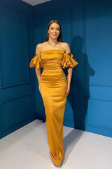 Elegant Off The Shoulder Bubble Sleeve Mermaid Evening Dress Online