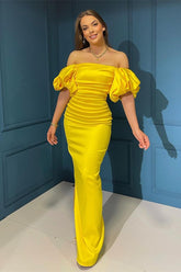 Elegant Off The Shoulder Bubble Sleeve Mermaid Evening Dress Online