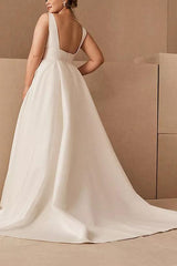 Elegant Sweep Train Satin Wedding Dress