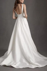 Elegant Sweep Train Satin Wedding Dress