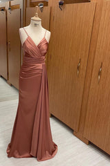 Elegant V Neck Spaghetti Straps Mermaid Evening Dress On Sale