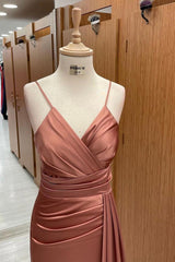 Elegant V Neck Spaghetti Straps Mermaid Evening Dress On Sale