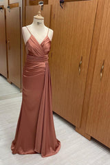 Elegant V Neck Spaghetti Straps Mermaid Evening Dress On Sale
