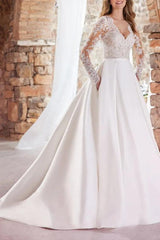 Elegant Wedding Dress With Lace Satin