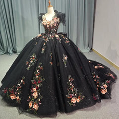 Emerald Black Quinceanera Dress Appliques Birthday Party Dress With Spaghetti Straps Ball Gown Dress