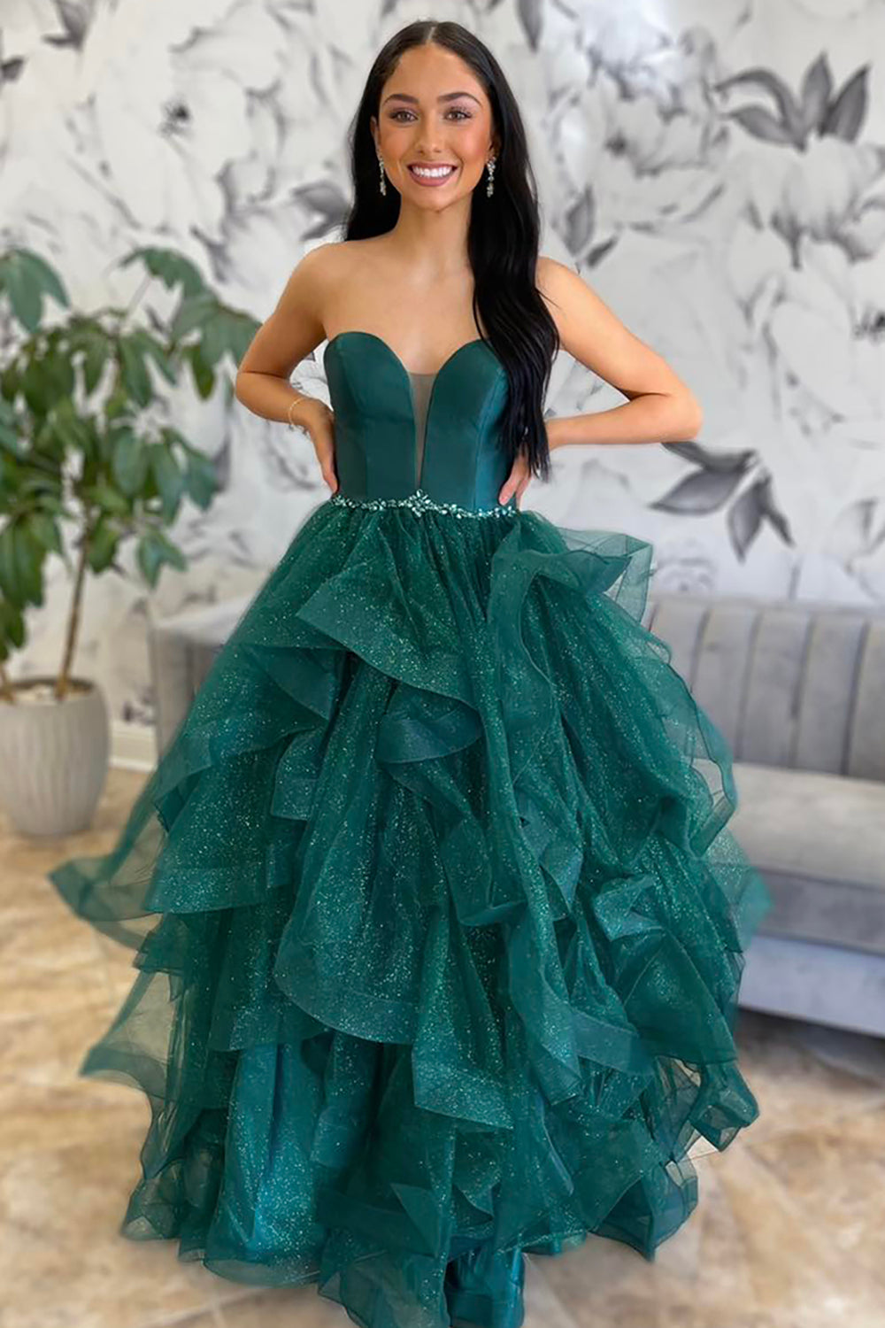 Emerald Green Prom Dress Sweetheart Long Formal Dress