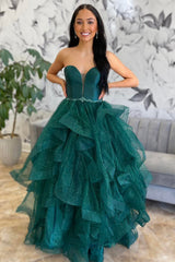 Emerald Green Prom Dress Sweetheart Long Formal Dress