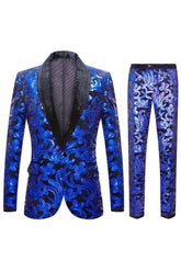Eye-Catching Royal Blue Sequins 2-Piece Men's Suit