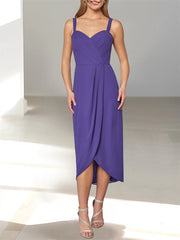 Feathered Jacket Tea Length Mother of the Bride A Line Dresses