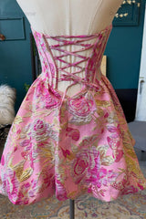 Floral Corset Blush A-Line Short Homecoming Dress