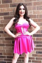 Fuchsia Homecoming Dress Sweetheart Corset A Line Short Prom Dress