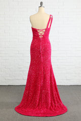 Fuchsia Stars Sequined Prom Dress Sheath/Column Evening Dress