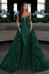 Glamorous Royal Blue Sleeveless Strapless Long Evening Dress Evening Dress with Sequins