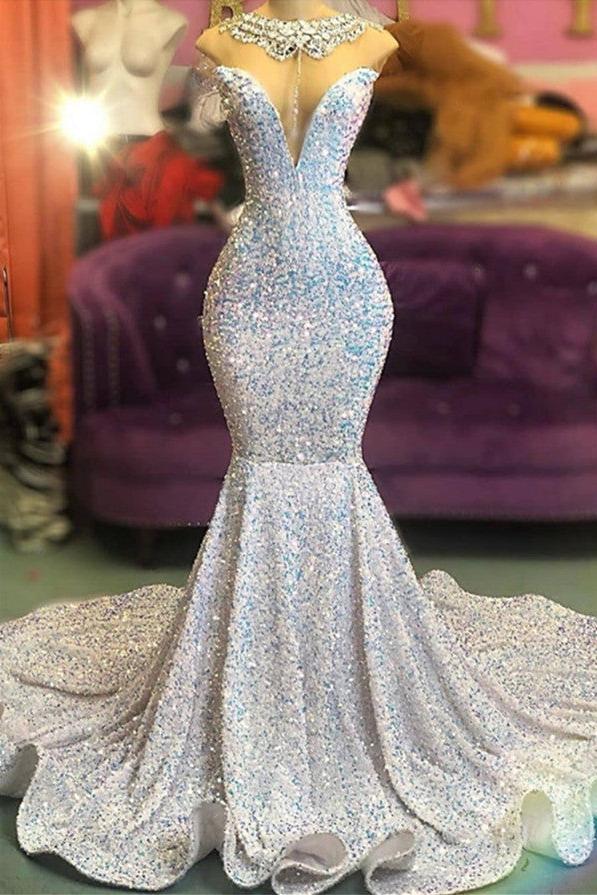 Glamorous Sequins Mermaid Long Prom Dress