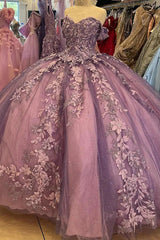 Glitter & Luxury Ball Gown Off Shoulder 3D Floral Lace Appliques Quinceanera Dress Birthday Party Gown For Sweet 16