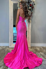 Dreamyannie Red Prom Dress Mermaid Hollow Out Sweetheart Formal Dress With Slit