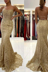 Gold Appliques Mermaid Long Evening Dress