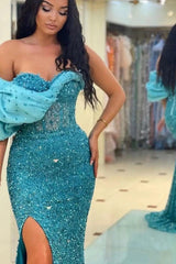 Gorgeous Off The Shoulder One Shoulder Sweetheart Mermaid Evening Dress with Sequins