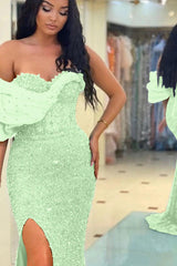 Gorgeous Off The Shoulder One Shoulder Sweetheart Mermaid Evening Dress with Sequins