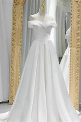 Gorgeous Off The Shoulder Satin A Line Wedding Dress