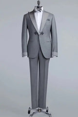 Gray Peaked Lapel New Arrival 2 Piece Prom Suit