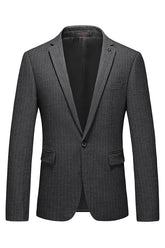 Gray Striped Peaked Lapel Business Suit for Men