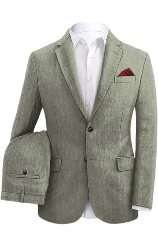 Gray Two Piece Notched Lapel Business Suit