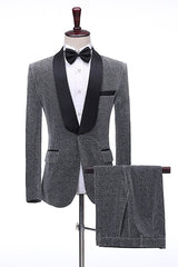 Gray Two Piece Shawl Lapel Wedding Suit