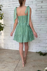 Green Homecoming Dress Sweetheart Cocktail Party Dresses with Appliques