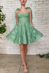 Green Homecoming Dress Sweetheart Cocktail Party Dresses with Appliques