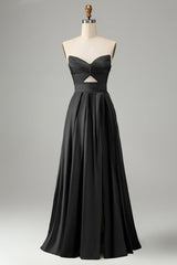 Green Keyhole Wedding Guest Dress A Line Sweetheart Long Prom Dress With Slit