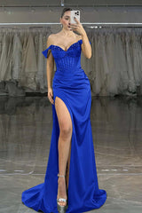 Green Mermaid Prom Dress Off the Shoulder Sequined Formal Dress