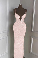 Green Mermaid Prom Dress Sleeveless Spaghetti Straps Beaded Formal Dress