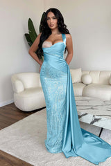 Green Mermaid Prom Dress Sweetheart Sequined Formal Dress